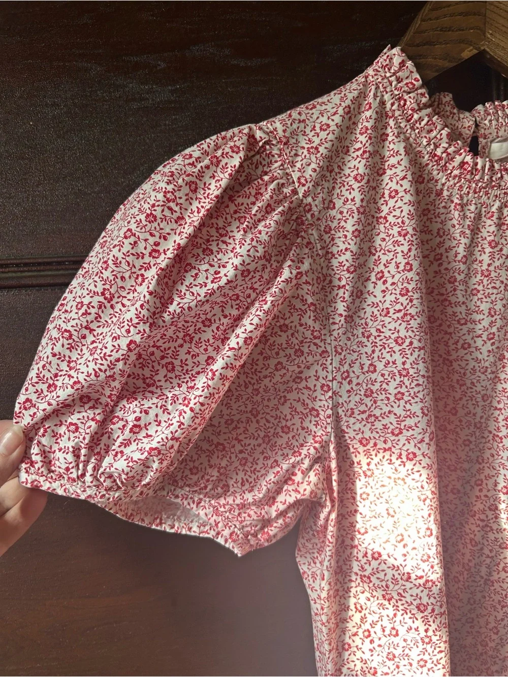 Doen Dia Puff Sleeve Midi Dress in Red Cottage Ivy Floral Size Small Cottagecore - Picture 9 of 15